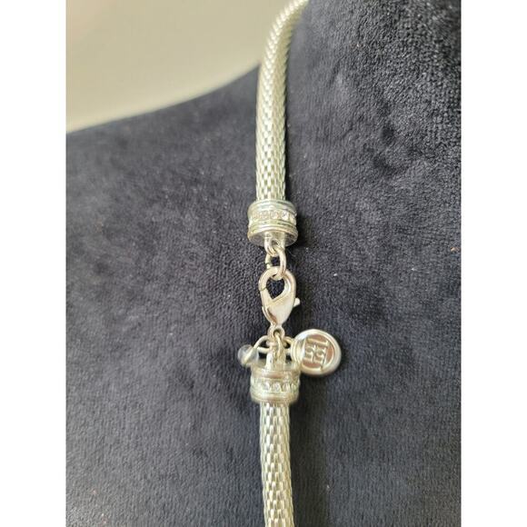 Women's Long Silver Mesh Necklace with Lobster Clasp Elegant Textured Chain - Picture 7 of 7